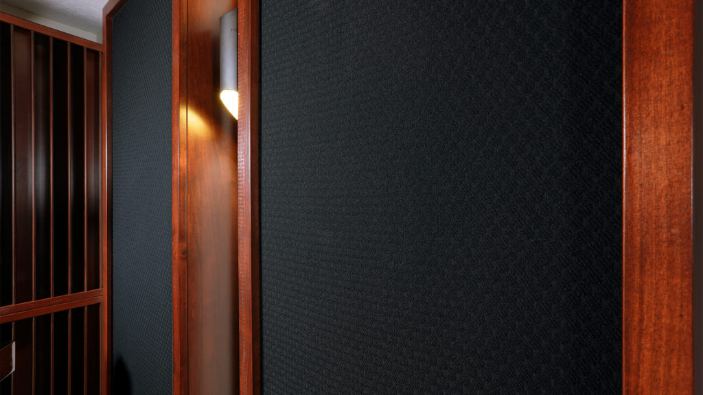 acoustic panel close up with ceiling fabric