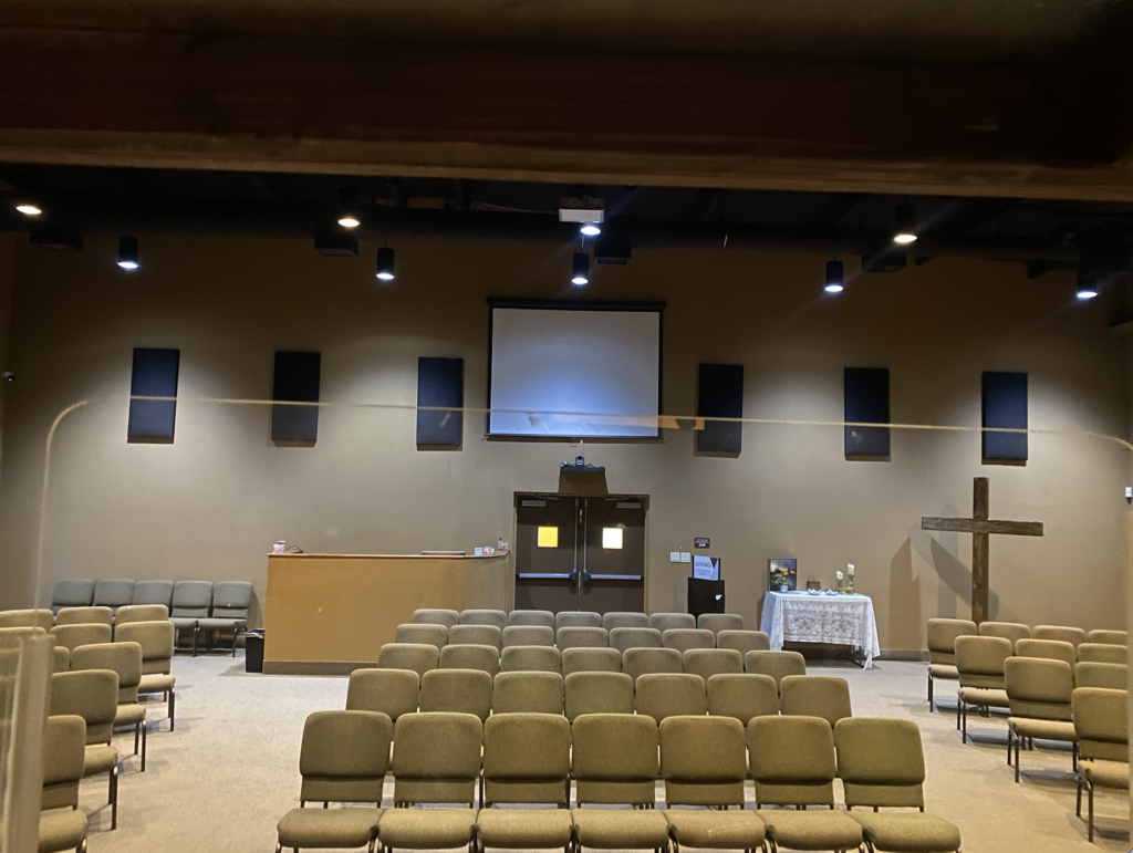 acoustic panels in back of church